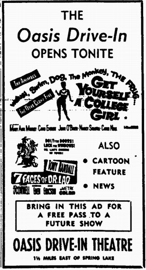 M-104 Drive-In Theatre - Oasis Ad 5-14-65 (newer photo)